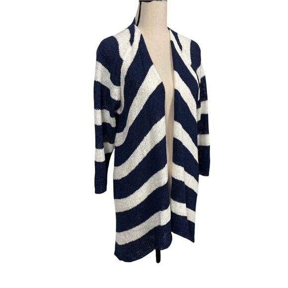 Lane Bryant Striped 3/4 Sleeve Open Knit Cardigan Size 14/16 - Picture 3 of 8